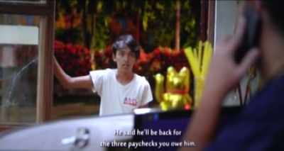 He said he'll be back
for the three paychecks you owe him. - Seven Sundays