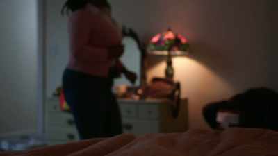 He saw that she put on 
her sweater and left the room. - New York Homicide