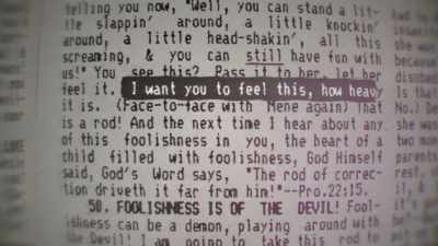 He shouts in her face,
he commands others to tie her up, - Children of the Cult