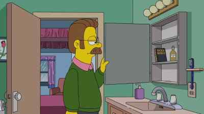 He slept through Mass.
He'd floss with a Bible ribbon. - The Simpsons: O C'mon All Ye Faithful