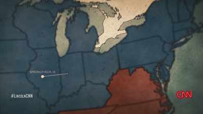 HE STOPS IN CITIES ALONG THE
ROUTE, REASSURING HIS - Lincoln: Divided We Stand