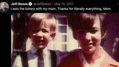 He thanked her in a tweet
on mother's day, 2017. - Tech Billionaires: Jeff Bezos