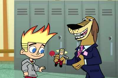 He throws hard.
He's just not very bright. (CHUCKLES) - Johnny Test