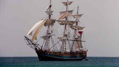 Headsails and courses, Mr.
Hunter. - Treasure Island