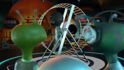 - [heavy breathing]
- [engine whirring] - Alien TV