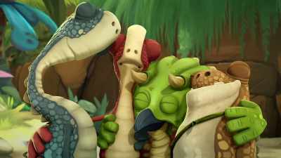 -(heavy footsteps)
-(gentle roar) - Gigantosaurus