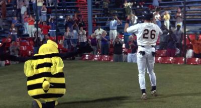 Heh He's blowing kisses and curtsying - Major League: Back to the Minors
