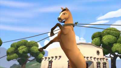 -He'll settle down in a few days.
-[horse whinnies] - Spirit: Riding Free