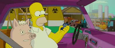Hello. Homer, you gotta get over here. Health inspector shut down the doughnut store, they're giving - The Simpsons Movie