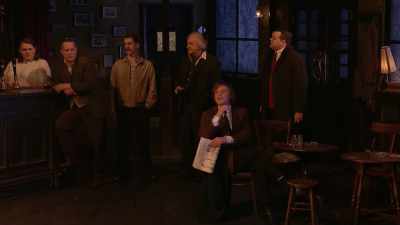 'Help The Poor Struggler'.
It's a very good pub, actually - National Theatre Live: Hangmen