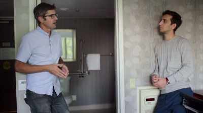 Her friend,
who she's drinking alongside, - Louis Theroux: The Night in Question