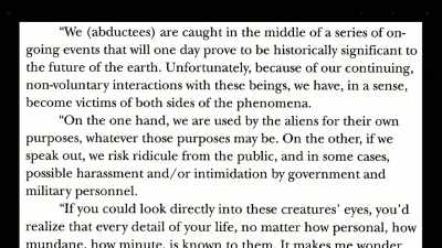 Her letter to me began, quote,
"we... meaning abductees... - Truth Hunter