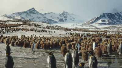 Here, a million king penguins
live and breed the year round. - Frozen Planet II