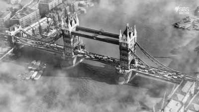 Here at Tower Bridge,
they captured a 1920s traffic jam. - Scotland from the Sky