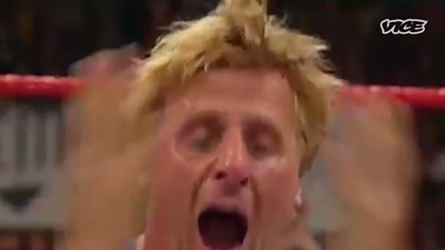 -Here it comes. It's
Owen Hart! The Blazer! - The Nine Lives of Vince McMahon