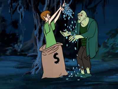 Here, double-ugly. Go buy yourself
a new face. Ta-ta! - Scooby-Doo, Where Are You!