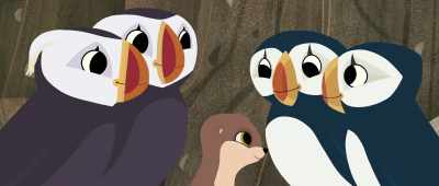 Here you go,
here's a little present. - Puffin Rock and the New Friends