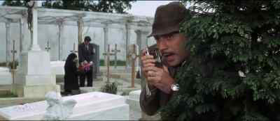 Here I am in the graveyard,
hiding behind a small shrub. - Inspector Clouseau