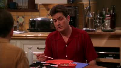 Here I am yakking about myself. - Two and a Half Men