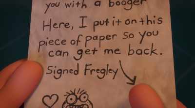 Here, I put it on this piece of paper
so you can get me back. - Diary of a Wimpy Kid
