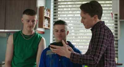 Here, let me show you this funny video I got at work, right? - The Young Offenders