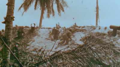 Here, Marines use a flamethrower - The Pacific War in Color
