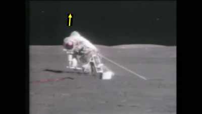 Here, the astronaut is pulled
suddenly upward, - American Moon