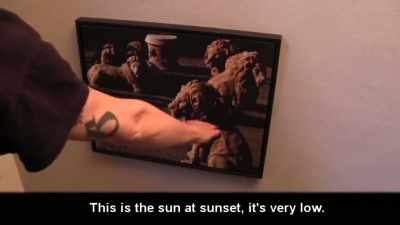 Here is the setting sun,
it's very low. - American Moon
