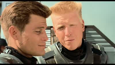 We're the old men AceThis is for all you new peopleI only have one ruleEveryone fights No one quitsIf you don't do your job I'll kill you myselfDo you get me We get you sirWelcome to the Roughnecks Rico's Roughnecks - Starship Troopers