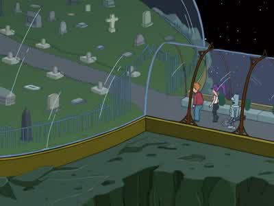 He's buried in the world heroes section? - Futurama