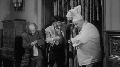 He's coming down
the main staircase. - The Three Stooges Go Around the World in a Daze