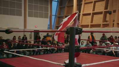 He's coming out,
"I'm Mr. Canada," - The Wrestlers