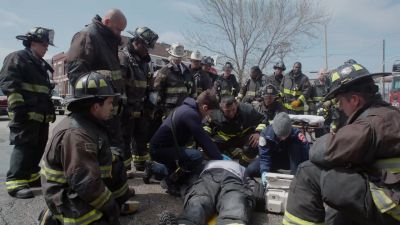 He's in V-fib. Charging. - Chicago Fire