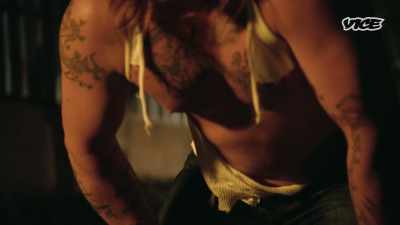He's like Techno Viking,
no shirt, - I Was a Teenage Felon