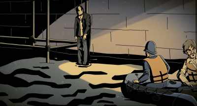 He's not photographed in situ,
another automatic precaution - Murder of God's Banker