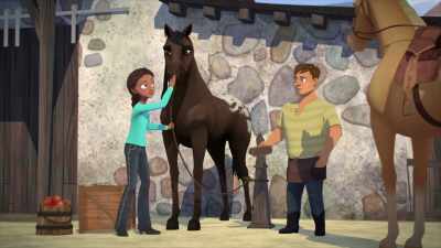 He's trusting me more. Still skittish
about being groomed, though. - Spirit: Riding Free