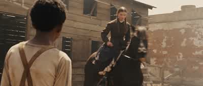 I'll call him 'Little Blackie'That's a good nameWhat does he like for a treatWell ma'am he's a horseSo he likes applesThank Mr Stonehill for meNo ma'am I ain't suppose to utter your name - True Grit
