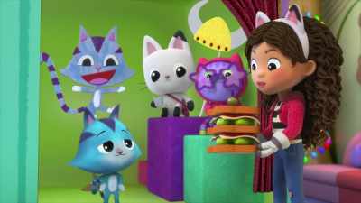 Hey, CatRat,
what do we use the giant sandwich for? - Gabby's Dollhouse