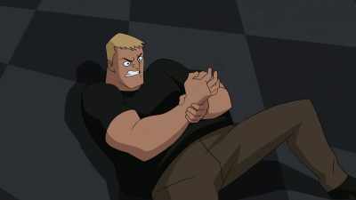 Hey, Chet, this crazy broad
broke my freaking arm! - Batman and Harley Quinn