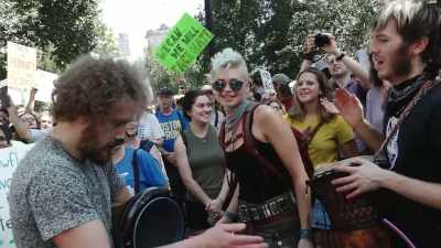 ♪ Hey, hey, ho, ho,
Nazis have got to go  ♪ - Who Is America?