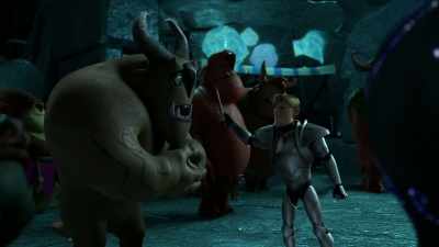 -Hey! If you pull it out, you eat it!
-[yelps, whimpers] - Wizards: Tales of Arcadia