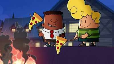 Hey, Melvin, Mr. Krupp, grab a comic
and a slice on a stick. - The Epic Tales of Captain Underpants