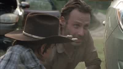 Put something under the car like this with a little gravel and sticks. - The Walking Dead