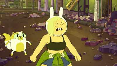 Hey, Scrabby,
stop wrecking my town - Adventure Time: Fionna & Cake