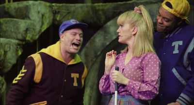 - Hey!
- So I just uh-- - The Toxic Avenger: The Musical