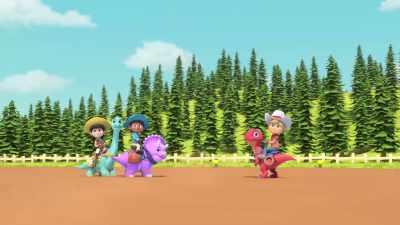 Hi-yo, Wilbur!
Giddy-up-up and away! - Dino Ranch