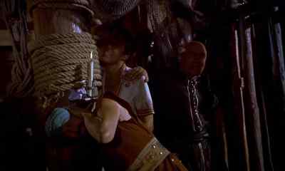 High winds and seas
surround the demon island. - The 7th Voyage of Sinbad