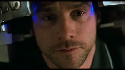 His eyes are open. - Eternal Sunshine of the Spotless Mind