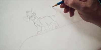 His tail comes up
again. Like the ears, - Sketchbook