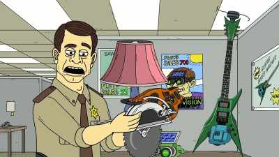 Hmm. This saw lamp looks
pretty dangerous. - Momma Named Me Sheriff